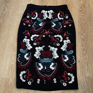 A.L.C. Haley Garland Mirror Floral 100% Silk, Pencil Midi Skirt, Size 4